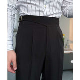 Drape High Waist Straight Vintage Trousers