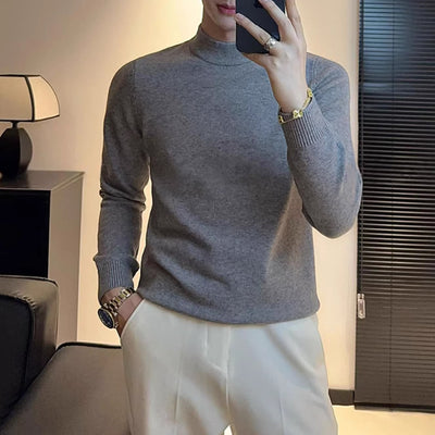 Solid Color Turtleneck Casual Knit Sweater