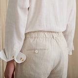 Breathable Linen High-Waisted Elastic-Waist Casual Pants