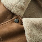 Men's Faux Sherpa Lined Jacket, Vintage Warm Winter Coat, Retro Casual Fleece Outerwear
