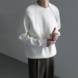 Men's Casual Loose Round Neck Long Sleeve Zipper Sweater