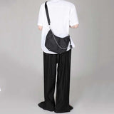 Men's Summer Casual Pants Loose Pleated Wide Leg Straight Drape Elastic Waist Pants