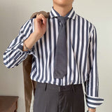 Men's Business Vintage Slim Fit Windsor Collar Striped Shirt