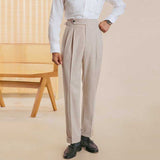 Striped High Waist Slim Fit Paris Button Trousers
