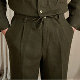 Breathable Linen High-Waisted Elastic-Waist Casual Pants