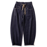 Men's Scimitar-cut Denim Carrot Pants, Loose Fit Tapered Jeans, Casual Streetwear