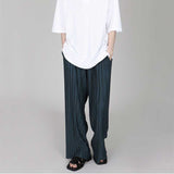 Men's Summer Casual Pants Loose Pleated Wide Leg Straight Drape Elastic Waist Pants