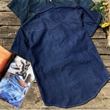 Vintage Button Denim Short Sleeve Shirt