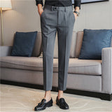 Men's British Business Slim Solid Color Casual Suit Pants