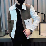 Men's British Casual Slim-fit Stitching Multi-pocket Lapel Jacket