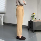 Drape High Waist Straight Vintage Trousers