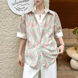 Faux Two-Piece Style Short-Sleeve Printed Shirt