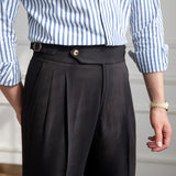 Men's High Waisted Pants Business Casual Retro Slim Fit Dress Pants