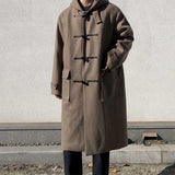 Casual Hooded Lapel Horn Button Loose Windbreaker