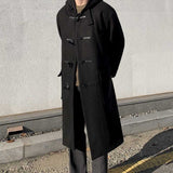 Casual Hooded Lapel Horn Button Loose Windbreaker