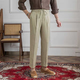 Men's Business Casual High Waisted Pants Slim Fit Trousers