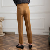 Men's High Waisted Pants Business Casual Retro Slim Fit Dress Pants