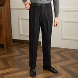 Mens Hidden Expandable Waistband Classic Fit Front Pleated Dress Pant