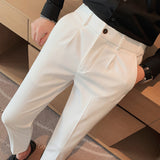 Mens Slim Fit Business Nine Point Casual Pants