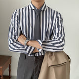 Men's Business Vintage Slim Fit Windsor Collar Striped Shirt