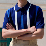 Casual Knit Lapel Collar Contrast Shirt