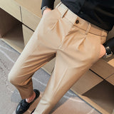 Mens Slim Fit Business Nine Point Casual Pants