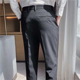 Men's British Business Striped Casual Pants Slim Pants