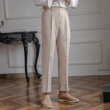 Men's Business British Thin Retro High Waist Pants Casual Suit Pants