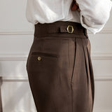 Men's High Waisted Pants Business Casual Retro Slim Fit Dress Pants