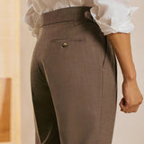 Striped High Waist Slim Fit Paris Button Trousers