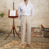 Men's Linen Long Sleeve Shirt British Style Breathable Slim Fit Casual