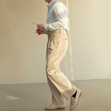 High Waist Straight No Ironing Wide Leg Trousers