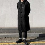 Casual Hooded Lapel Horn Button Loose Windbreaker