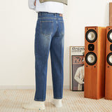 Men's Straight Casual Pants British Nine Point Jeans