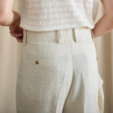 Linen-Lyocell High-Waisted Loose-Fit Trousers