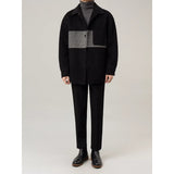 Double-faced Wool Loose-fitting Color-blocked Wool Coat