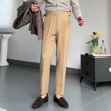 Drape High Waist Straight Vintage Trousers