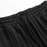 Men's Summer Casual Pants Loose Pleated Wide Leg Straight Drape Elastic Waist Pants