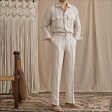 Breathable Linen High-Waisted Elastic-Waist Casual Pants