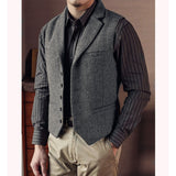 Men's Wool Slim-fit Suit Collar Vest