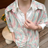 Faux Two-Piece Style Short-Sleeve Printed Shirt