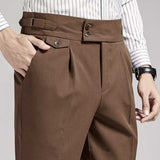 Men's Classic High Waist Pant Flat Front Trousers