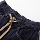 Men's Scimitar-cut Denim Carrot Pants, Loose Fit Tapered Jeans, Casual Streetwear