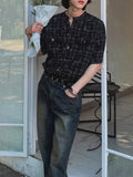Loose Casual Striped Crew Neck Cardigan Shirt
