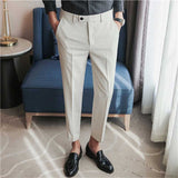 Men's British Business Slim Solid Color Casual Suit Pants