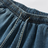 Vintage Washed Denim Cross Front Kimono Coat Harem Pants Two-piece set