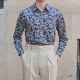 Men's Floral Square Neck Slim Fit Shirt