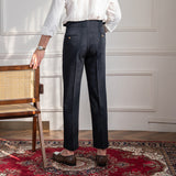 Men's High Waisted Pants Business Casual Retro Slim Fit Dress Pants