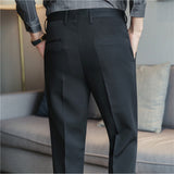 Men's British Business Slim Solid Color Casual Suit Pants