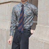 Men's Floral Square Neck Slim Fit Shirt